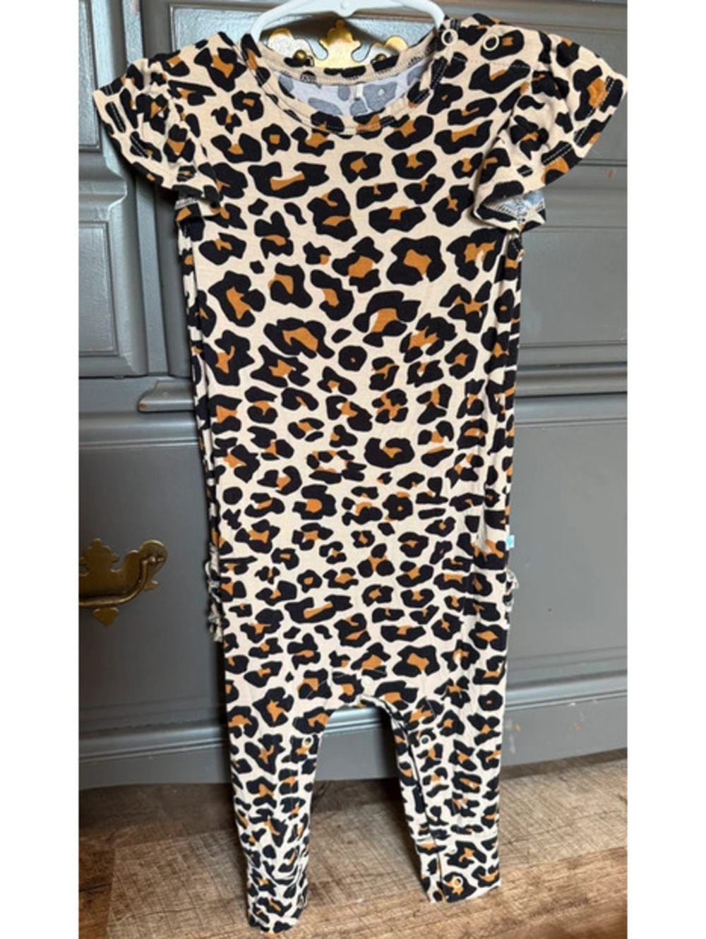 Posh Peanut Shirt Sleeve Leopard Cheetah Print Romper